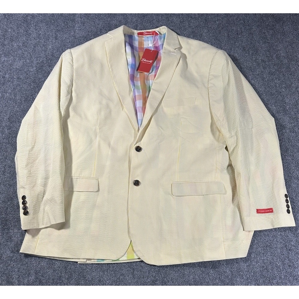 Shinesty Men's The Savannah Swinger Seersucker Suit Jacket AP2 Yellow Size: 54